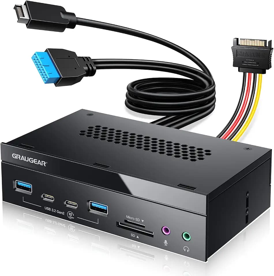 GRAUGEAR 5,25 Zoll PC Frontpanel m. SD Kartenleser und USB HUB [8 in 1]