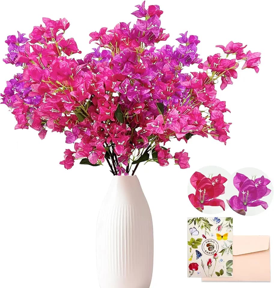 SNAIL GARDEN 38" Artificial Flowers Bougainvillea Floral, 6PCS 2Color Long Stems Silk Fake Flowers Bright Color,Realistic Summer Flowers for Tall Vase Wedding Home Outdoor(Mixed Fuchsia Hot Pink)