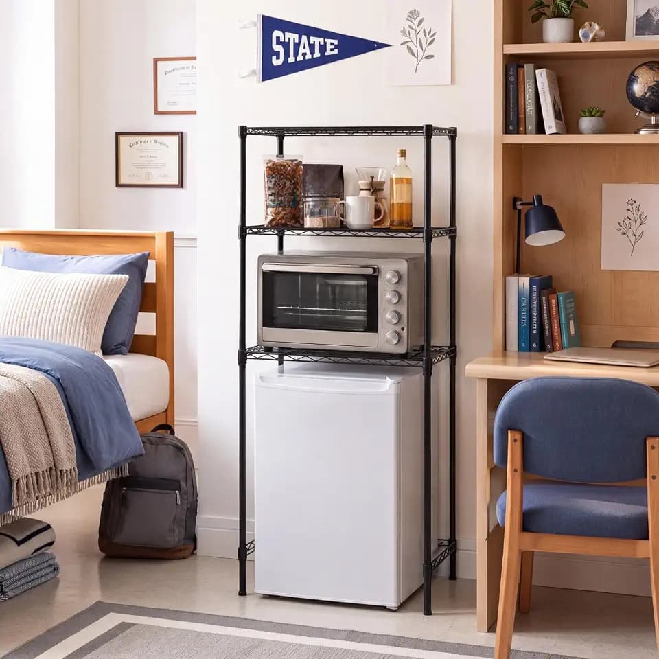 Yaocom Mini Fridge Shelf for Dorm, Adjustable Stand,Black,3 Layer
