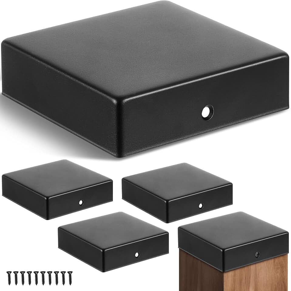 Pelopy 5 Pcs 4 x 4" Flat Pyramid Post Cap for True 3-1/2" x 3-1/2"