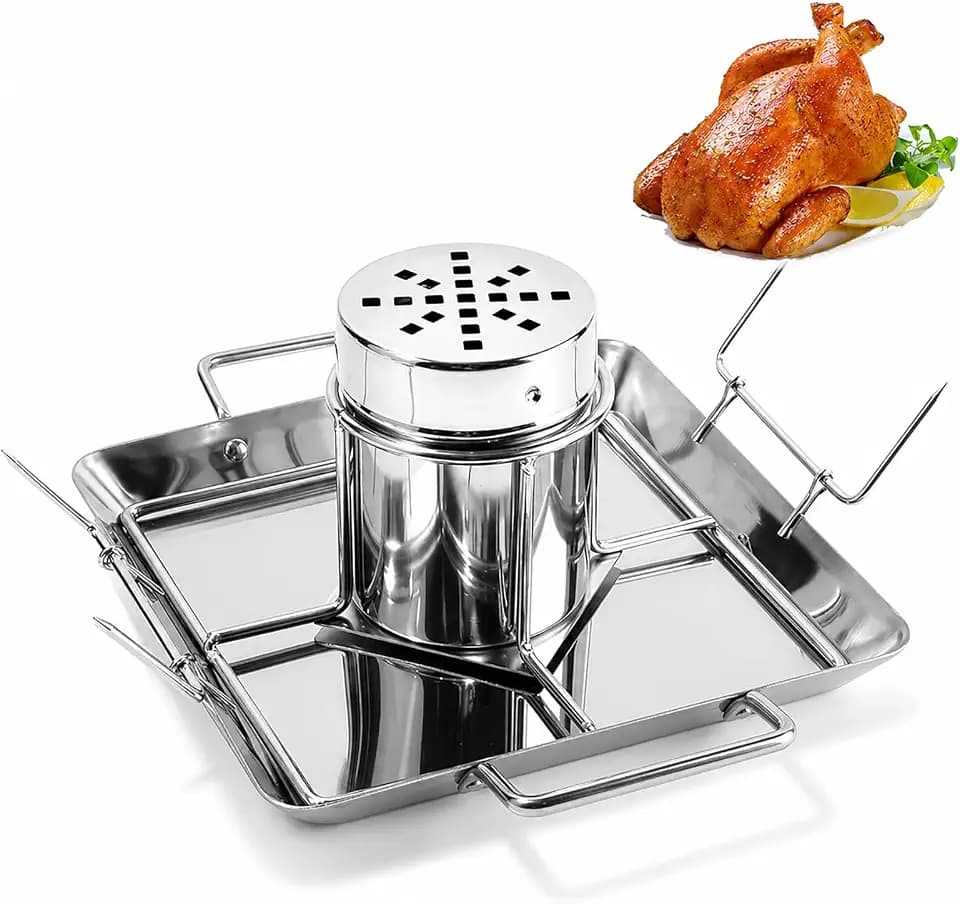 Hähnchenbräter, Bierdose Hühnchen Bräter Ständ Bräter aus Edelstahl, Herausnehmbares Hähnchenregal mit vertikaler Antihaftbeschichtung für Backofen oder Grill Zubehör Hähnchenbräter