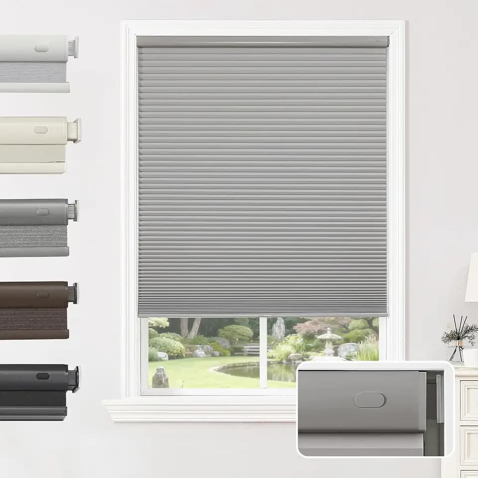 Joydeco No Drill Cordless Blackout Cellular Shades, 31" W x 64" H, Grey