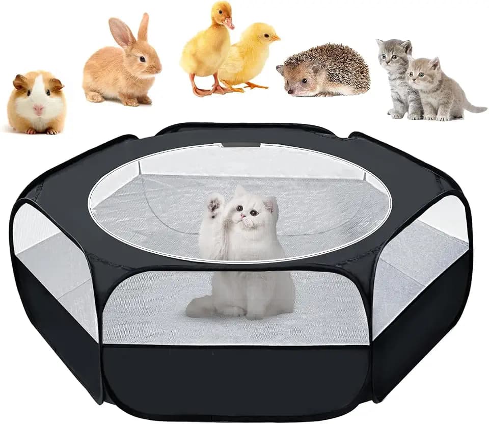 UWE Small Animal Playpen, Waterproof Foldable Pet Playpen, Black
