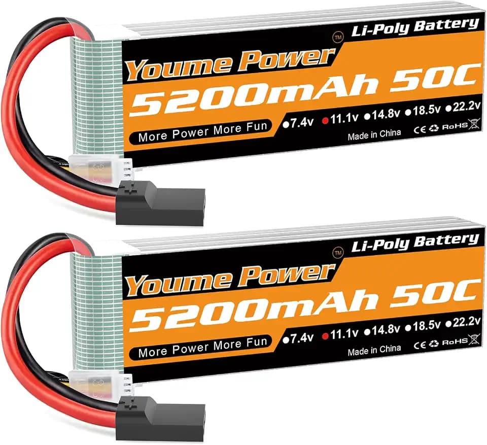 3S LiPo Battery 5200mAh Shorty 11.1V 50C RC Battery with Tr Plug Soft Case for 1/8 1/10 Scale RC Car Truck Vehicle Tank Buggy Truggy Boat Drone Airplane (2 Packs)