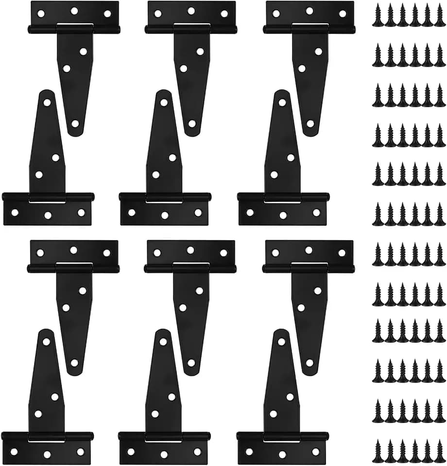 12 Pack 3 Inch T Strap Hinges Heavy Duty Black Outdoor Tee Hinge