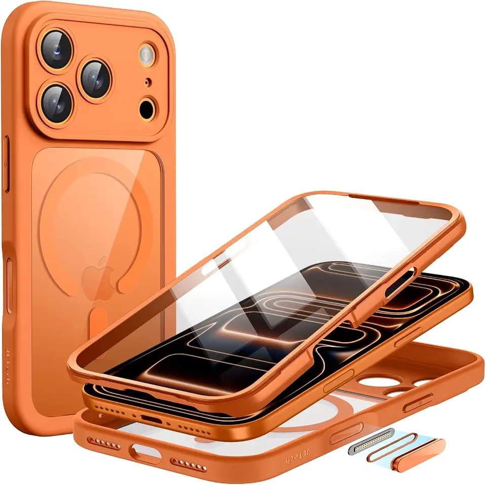 JETech Case for iPhone 17 Pro Max, 360° Protection, Orange