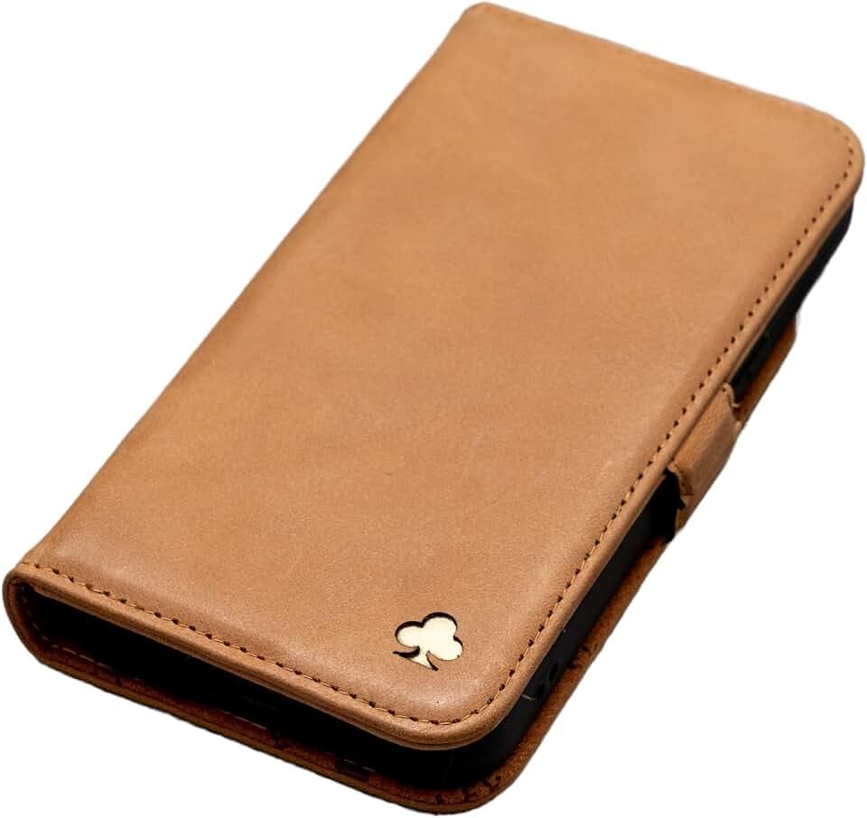 Porter Riley - Lederhülle kompatibel mit iPhone 16. Premium Echtleder Standhülle/Ledertasche/Brieftasche mit Karten Steckfächern und Horizontale Standfunktion (Hellbraun)