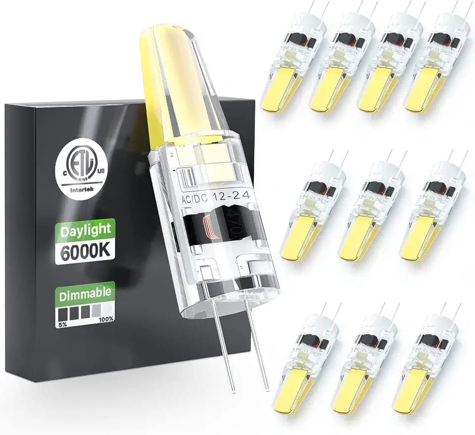 G4 LED Light Bulbs 6000K Day Light Lighting Dimmable, 3W Equivalent to 30W AC DC 12V-24V, Bi-pin LED Bulb Silicone G4 LED Bulbs (10-Pack)