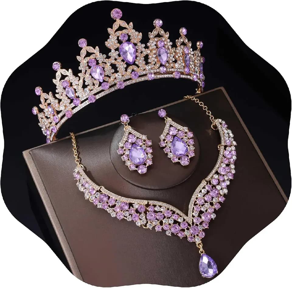 Kamirola Tiaras Crowns Jewelry Set for Women Wedding Birthday Prom Party
