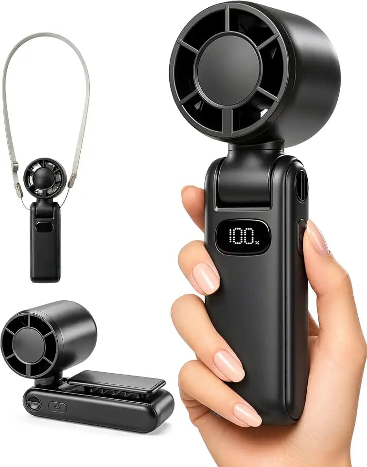 TUNISE Tragbarer Ventilator, Mini Handventilator 3600 mAh, wiederaufladbar