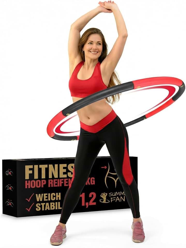Hula Hoop Reifen Erwachsene [1,2 kg / 1,5 kg] - Größenverstellbar & Stabil - Fitness Reifen zum Abnehmen (Ohne Wellen) - Weicher NBR Schaumstoff für Anfänger & Fortgeschrittene