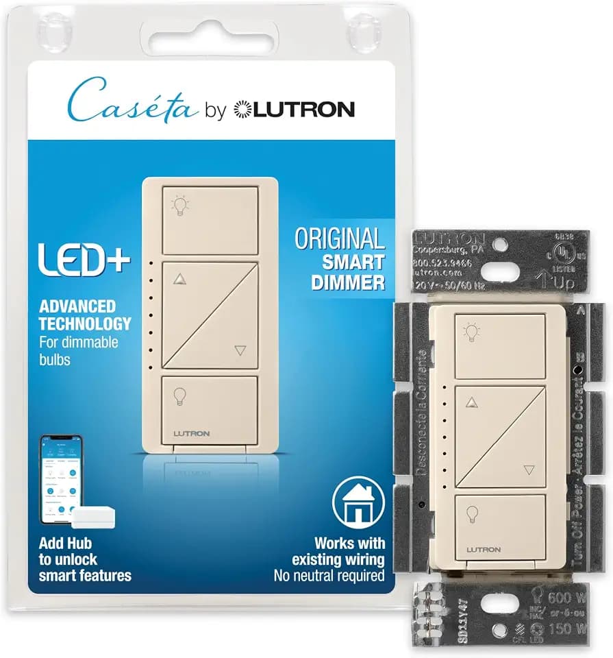 Lutron Caseta Smart Dimmer Switch (Smart Hub Required), No Neutral Required