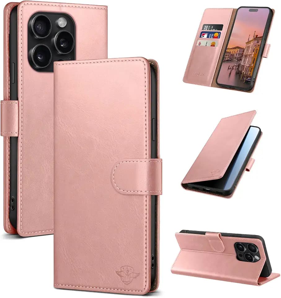 Wallet Case for iPhone 15 Pro 6.1", Pink