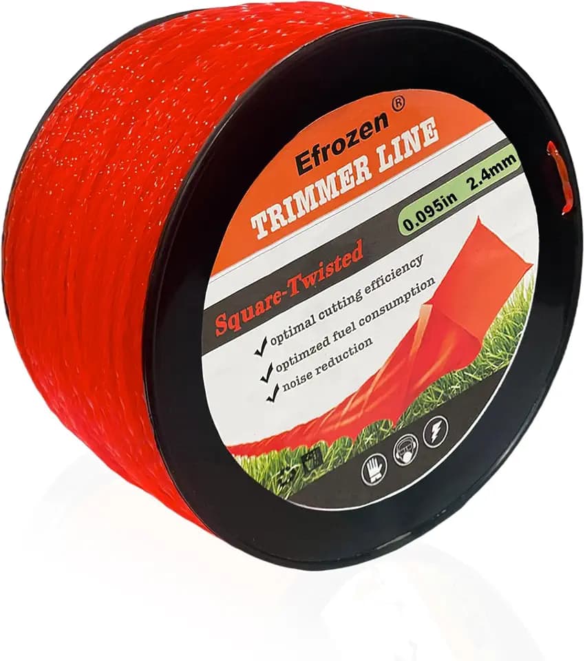 Weed Eater String, Orange Square Twisted Trimmer Line, 0.095-Inch Diameter Premium Commercial Weed Wacker String Spool Replacement (1145-Feet, 3.4lbs)