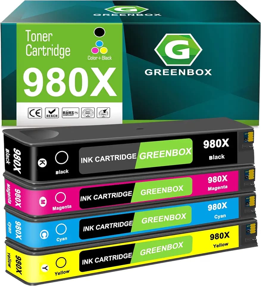 GREENBOX 980X 980 Ink Cartridges for Enterprise X555dn X585f, 4 Pack