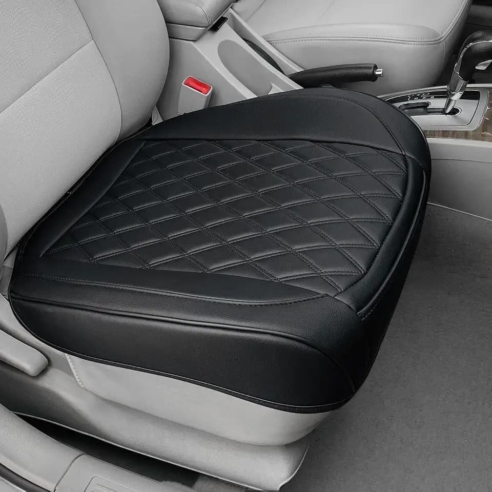 BEITK 1 Pack Leather Front Car Seat Bottom Cover Black