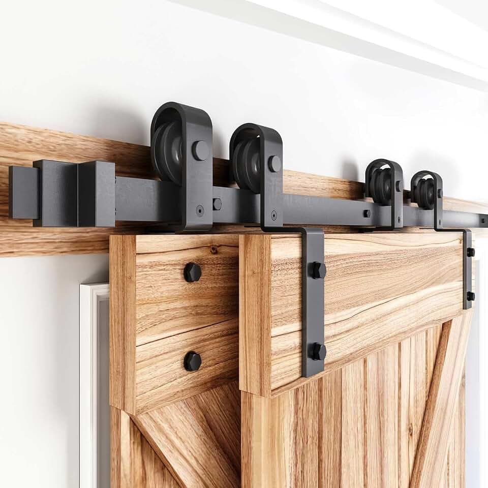 6FT Single Track Bypass Sliding Barn Door Hardware Kit