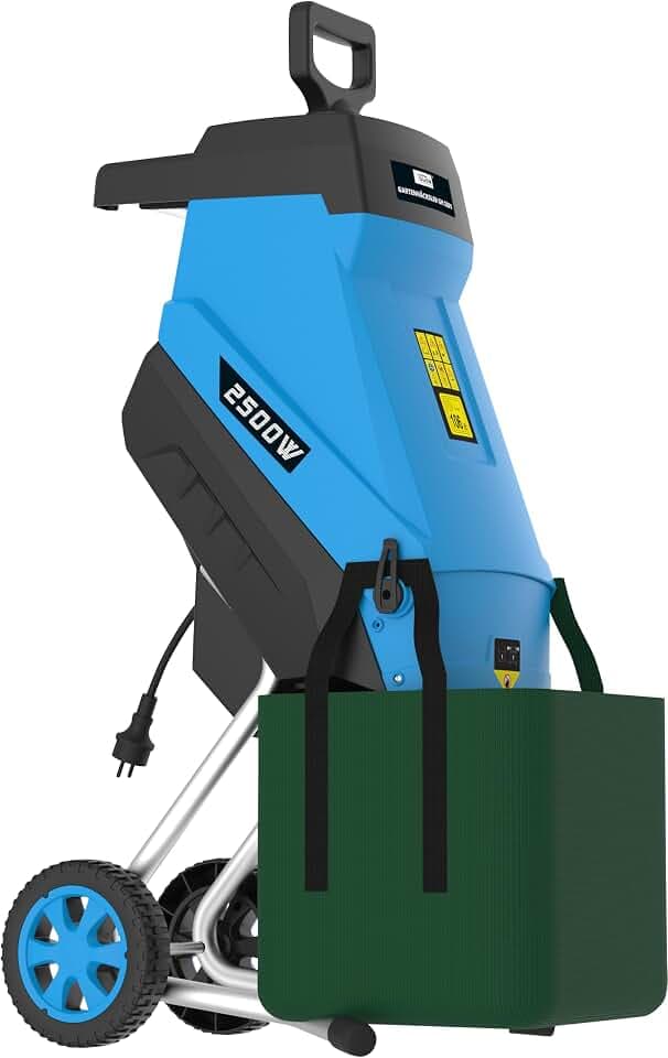 Güde Gartenhäcksler GH 2501 (2500 W, Messertechnik, wartungsarm, Selbsteinzug, Transporträder, Überlastsicherung, max. Astdicke 45 mm, inkl. Fangsack 45 L und Zuführhilfe)