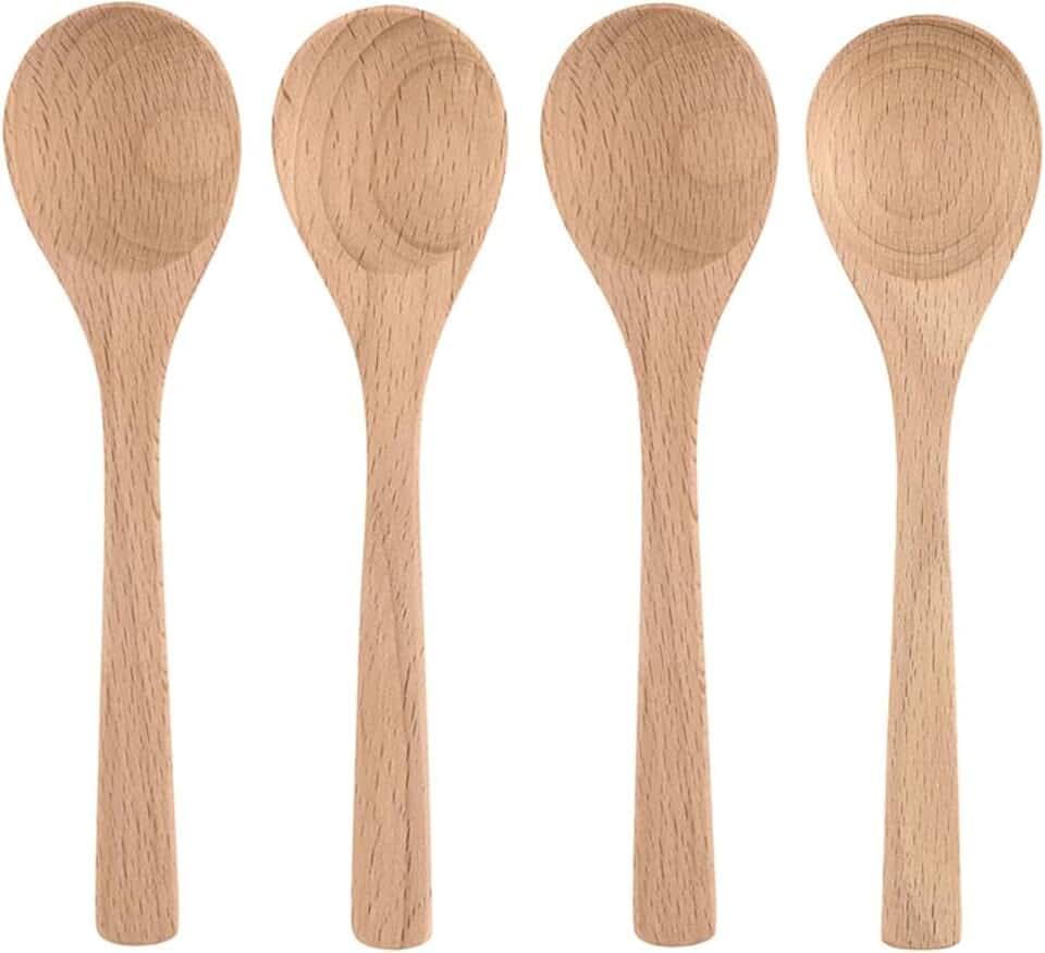 Santa Barbara Design Studio Mini Wooden Spoons for Coffee Tea Honey Beech Wood Serving Utensils in Drawstring Bag, 4-Piece, Stir Crazy