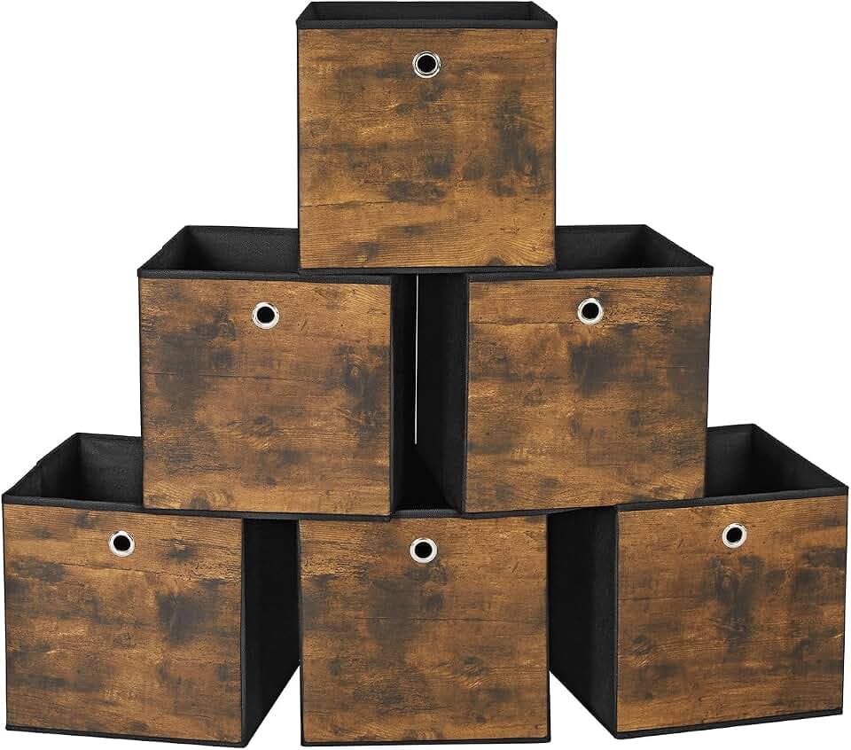 SONGMICS Aufbewahrungsbox 6er Set, Faltbox, 30 x 30 x 30 cm