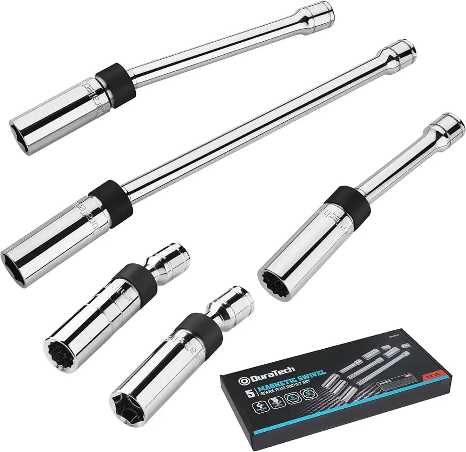 DURATECH 5PCS Swivel Magnetic Spark Plug Socket Set, 3/8" Drive spark plugs