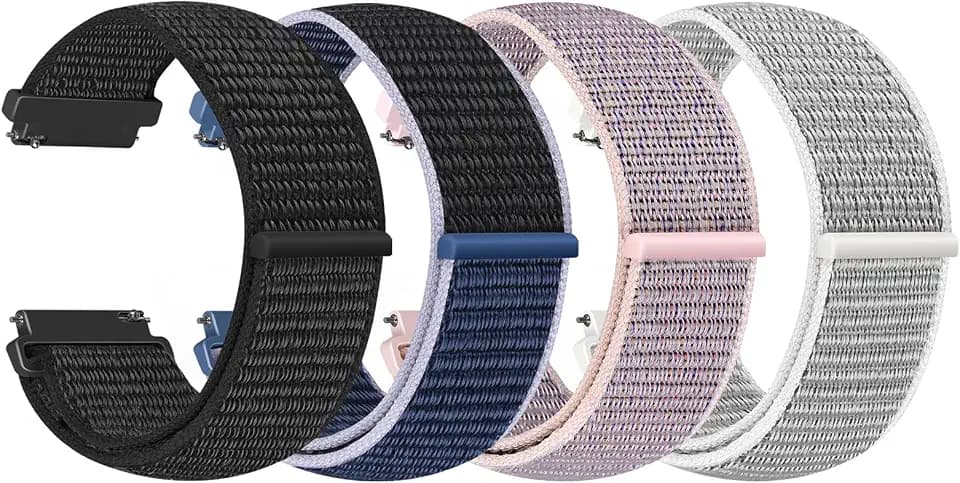 4 Pack Nylon Watch Bands Compatible with Garmin Venu 4 45mm/Venu 3 45mm/2/Vivoactive 4, Garmin Forerunner 255/255 Music/265/955, 22mm Sport Repalcement Strap for Amazfit GTR 4/3/2/Bip 6/Bip 5