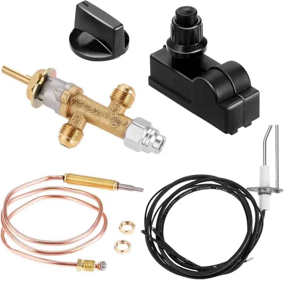 Low Pressure LPG Propane Gas Fireplace Fire Pit Flame Failure Safety Control Valve Kit with Igniter Assembly Fire Pit Igniter, Push Button Ignition Kit for Gas Grill, Heater, Fire Pit