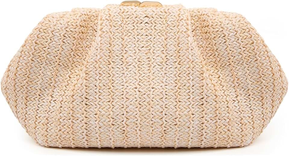 DETARA Elegant Pleated Vegan Leather Clutch Purse for Women Soft PU Wedding Evening Bag with Detachable Chain for Prom Party