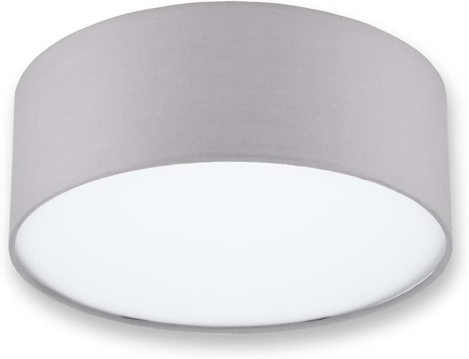 REV Deckenleuchte rund - 30cm, Stoff-Lampenschirm Modern, grau
