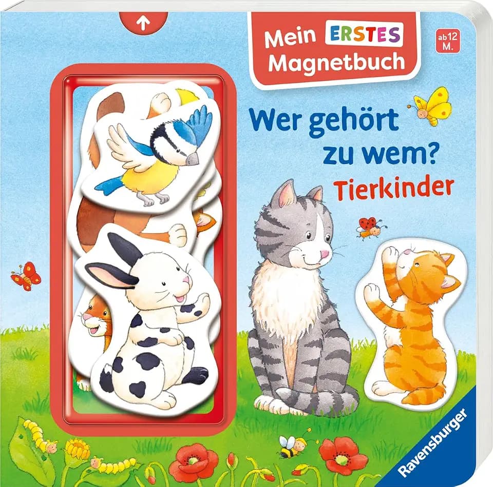 Mein erstes Magnetbuch: Wer gehört zu wem? Tierkinder - Magnet-Spielbuch ab 12 Monaten, Kinderbuch ab 1 Jahr