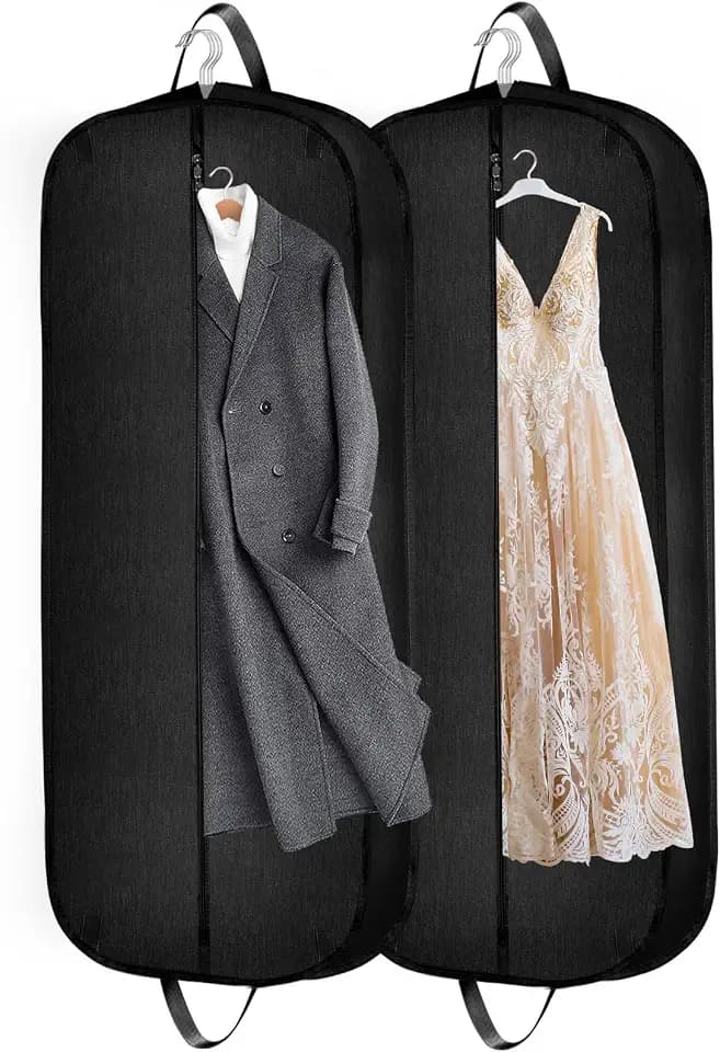 Limoomil 60" 2‑Pack Heavy‑Duty Garment Bag, Wedding & Gown Cover, Darkgrey