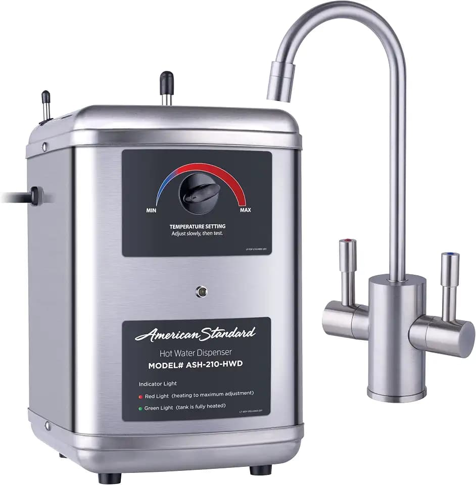 American Standard ASH-210 Hot Water Dispenser, Includes Brushed Nickel Dual Handle Faucet 1300 Watts, 110v