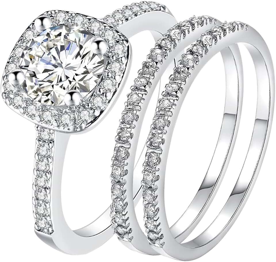OIDEA Herren Damen Ring mit Zirkonia: Partnerringe Damenringe Stapelring 3 Stück Zirkon Ringe Verlobungsringe Eheringe Herrenring Silber Edelstahl Schmuck Geschenk für Frauen Männer Verliebte