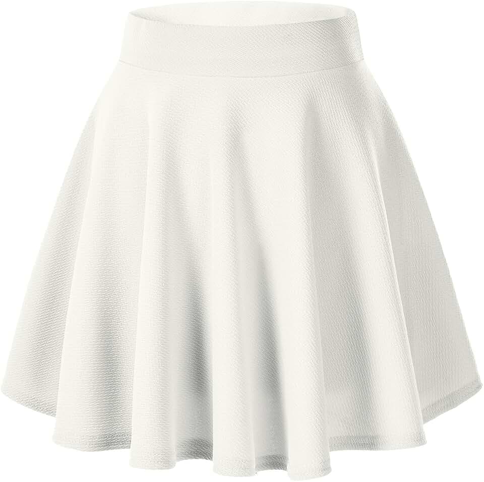 Damen Mädchen Basic Solid vielseitige dehnbaren informell Mini Skater Rock (XS, Weiß)