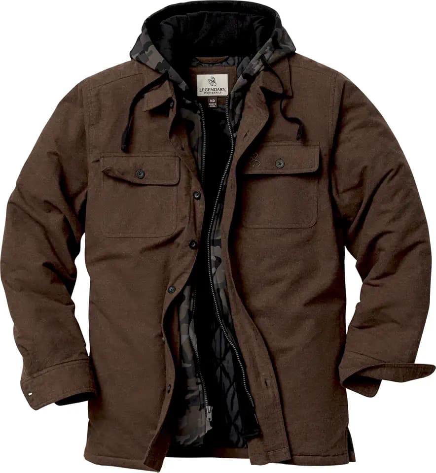 Legendary Whitetails Mens Flannel Shirt Jacket Hooded Shacket