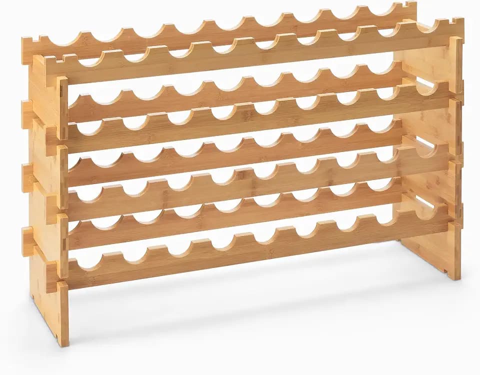 Amazon Basics Stackable Bamboo Wine Rack, 36 Bottle Capacity, Easy to Assemble