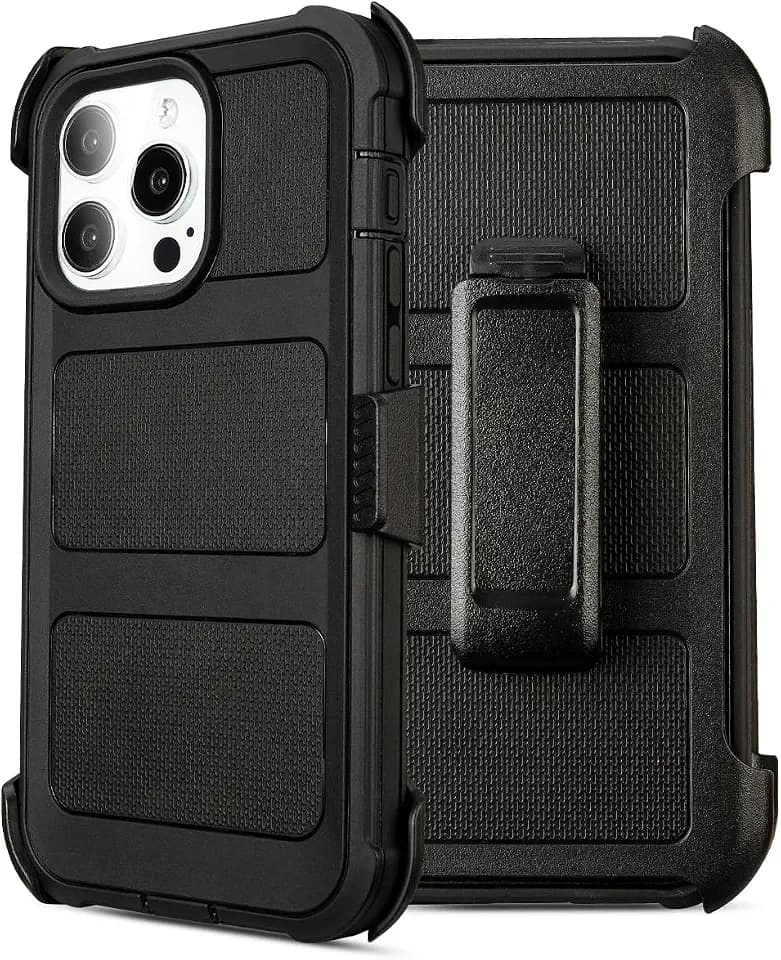 for Phone Case iPhone 14 Pro Max Case Belt Clip Heavy Duty Holster Black