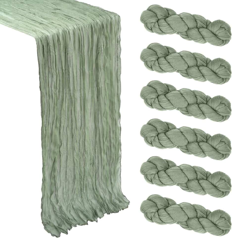 6 Pack 35 x 120 Inch Sage Green Table Runner Cheesecloth