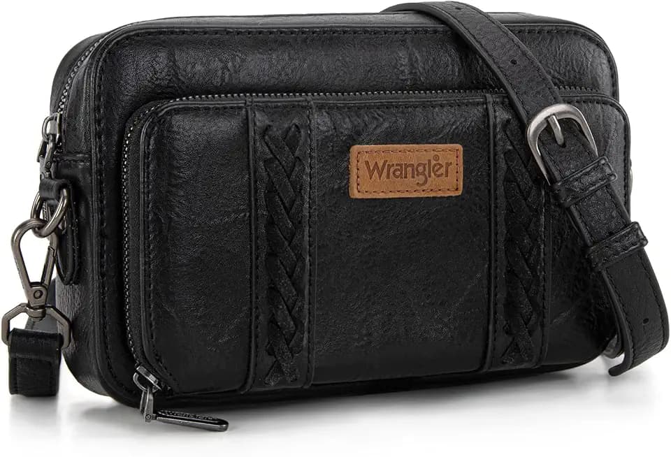 Wrangler Crossbody Bag for Women Shoulder Purse Small Multi Pocket Crossover Bag with Adjustable Strap
