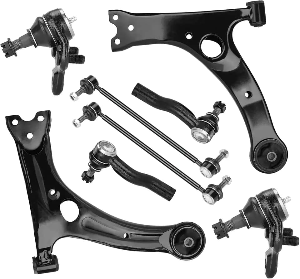 8PCS Front Lower Control Arm w/Ball Joint for Toyota RAV4 GAS 2001-2005, Stabilizer/Sway Bar End Link Outer Tie Rod Suspension Kit K640212 K640213 K80296 ES3654 ES3655