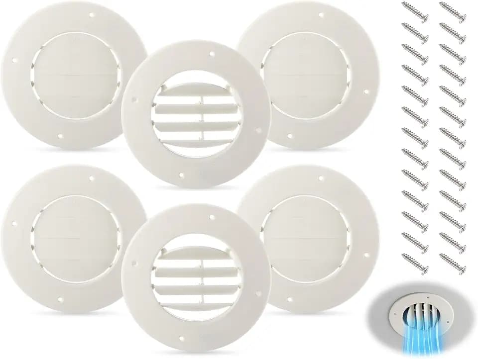Leinuosen 6 Pcs 6.5" Round Rv Vent Cover Ceiling Air Conditioner Vent Lid