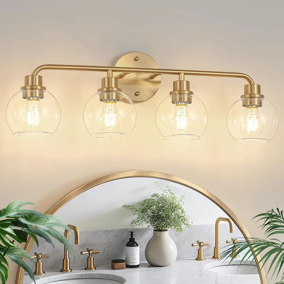 Bathroom Light Fixtures Gold Vanity Light 4 Light Brushed Brass