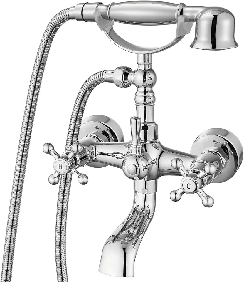 Aolemi Bathtub Faucet Wall Mount Tub Filler with Handheld Polish Chrome