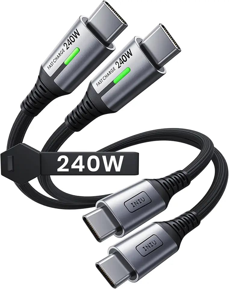 INIU 240W USB C to USB C Cable, [1ft+1ft] Fast Charging Type C Cord