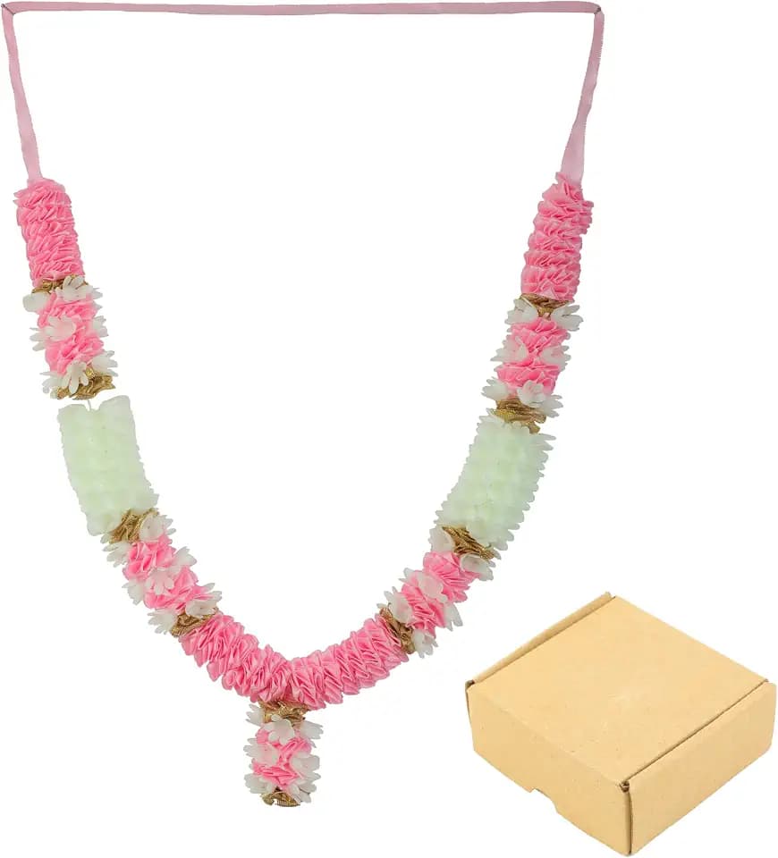 Mala Ribbon Flower Garland Mala for God Idol Pooja Sringar Ornament(11")