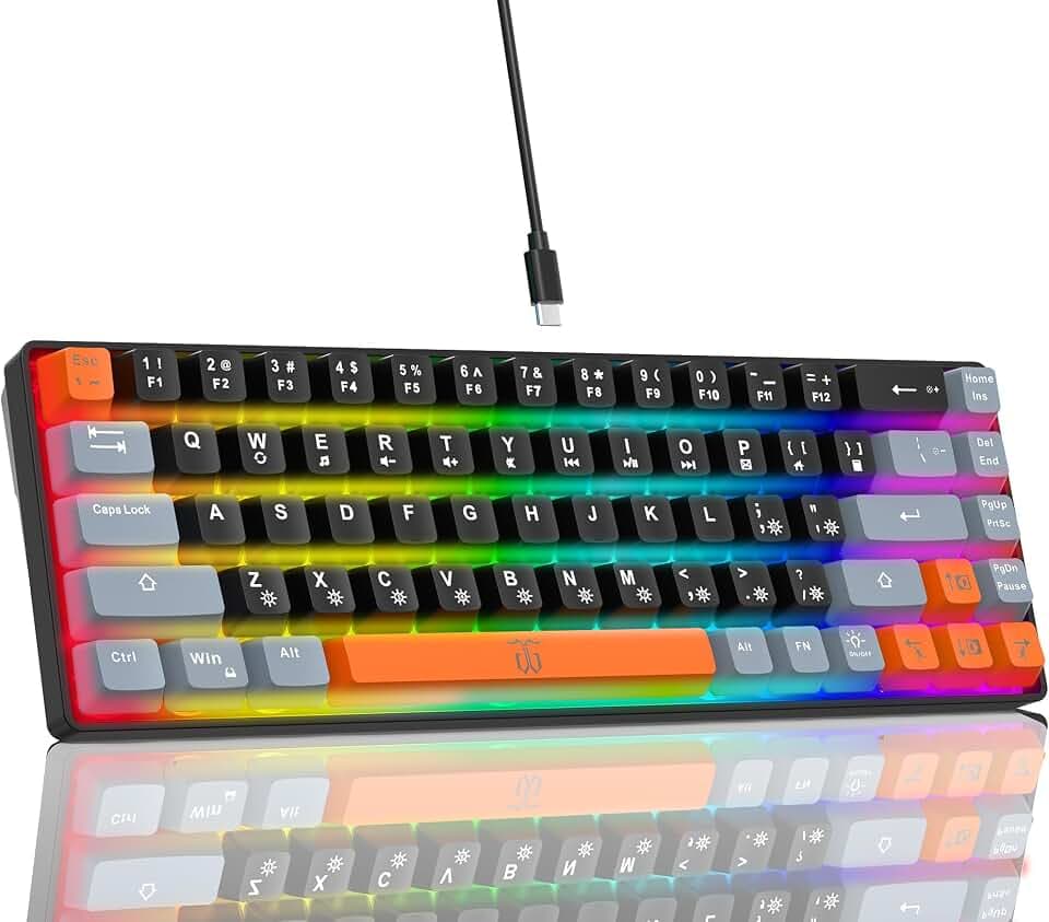 Snpurdiri 60% Percent Gaming Tastatur (68 Schwarz Grau Orange)