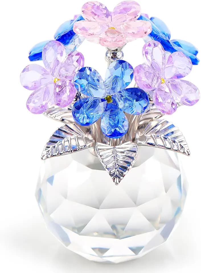 YWHL Colorful Forget Me Not Flower Gifts, Handemade Crystal Flower Figurine