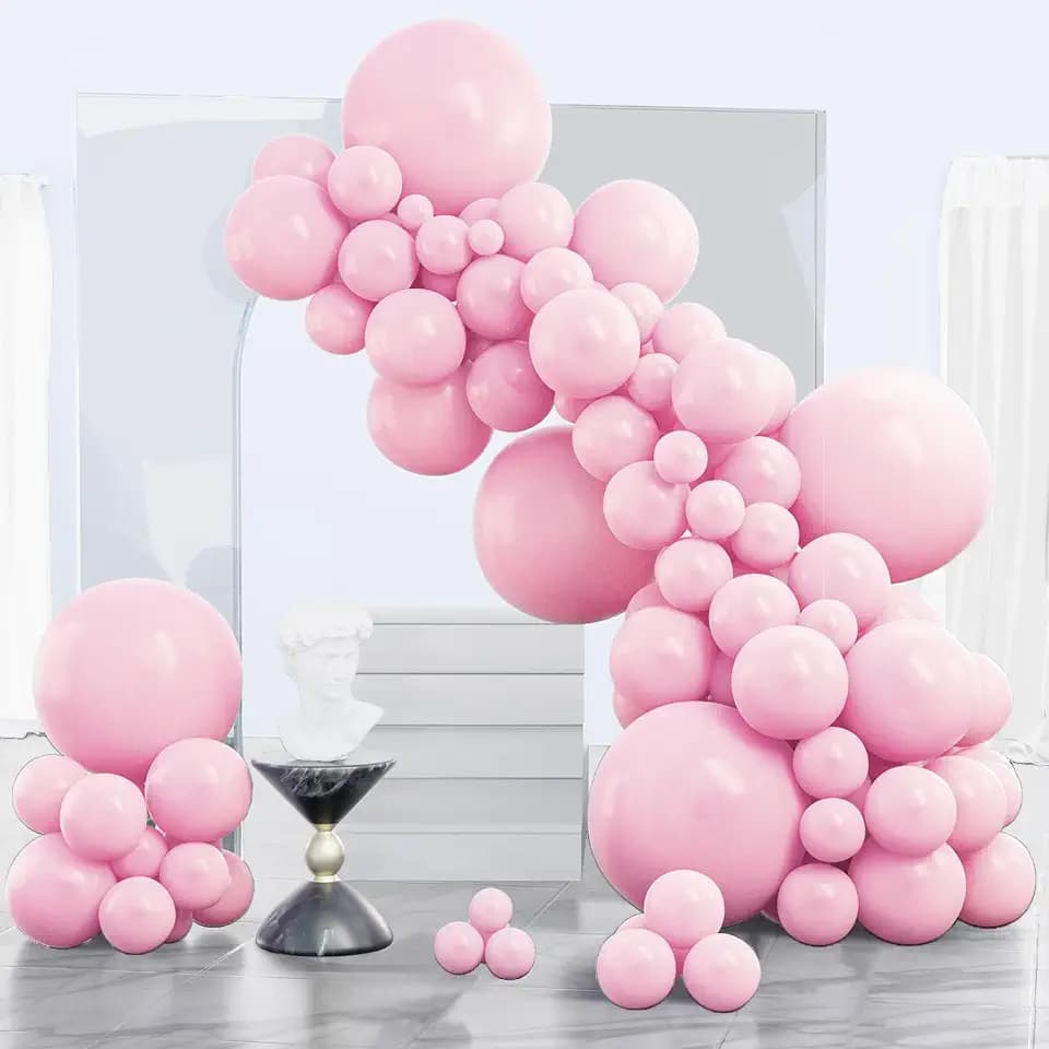 PartyWoo Light Pink Balloons 140pcs Pastel Pale Baby Pink Different Sizes