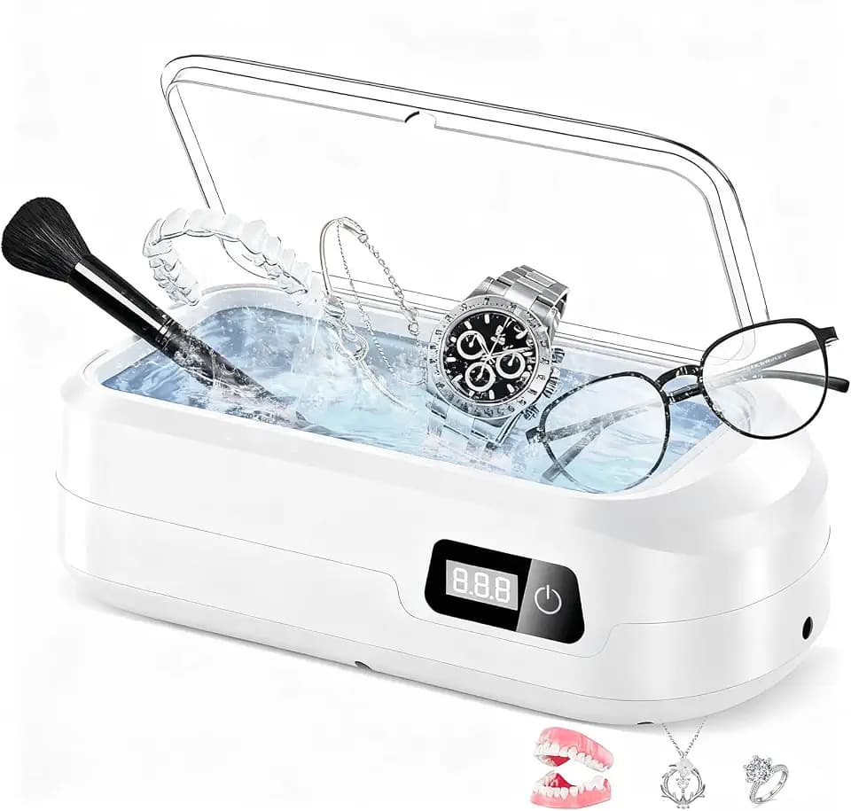 Ultraschallreinigungsgerät Brille, 49KHz Hochfrequenz Ultraschallreiniger Professioneller mit 4 Modi, 600ml Sonic Cleaner mit digitalem Timer für Brillen, Ringe, Fingerringe, Zahnersatz