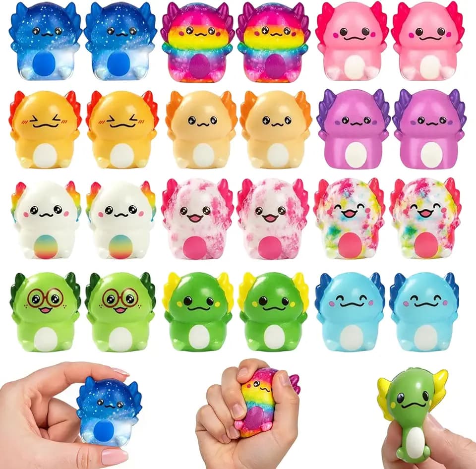 24 Stück Tier Squishy Squeeze Toys, Squishies Spielzeug, Axolotl Squeeze Toy Tier, Fidget Toys Set, Anti Stress Spielzeug für Erwachsener Party Gastgeschenke Weihnachten Ostern